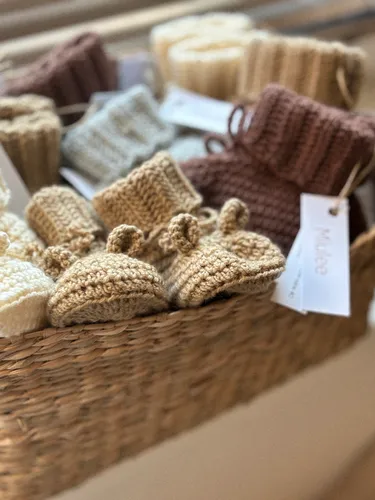 Ušaté Merino papučky 0-3m