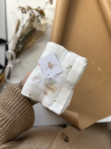 Mušelínová prikrývka -jemné kvietky